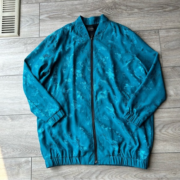 100%  Silk Floral Print Bomber Jacket - Picture 6 of 16